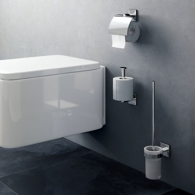 Toalettborste Duobay Square Krom-Vit-1